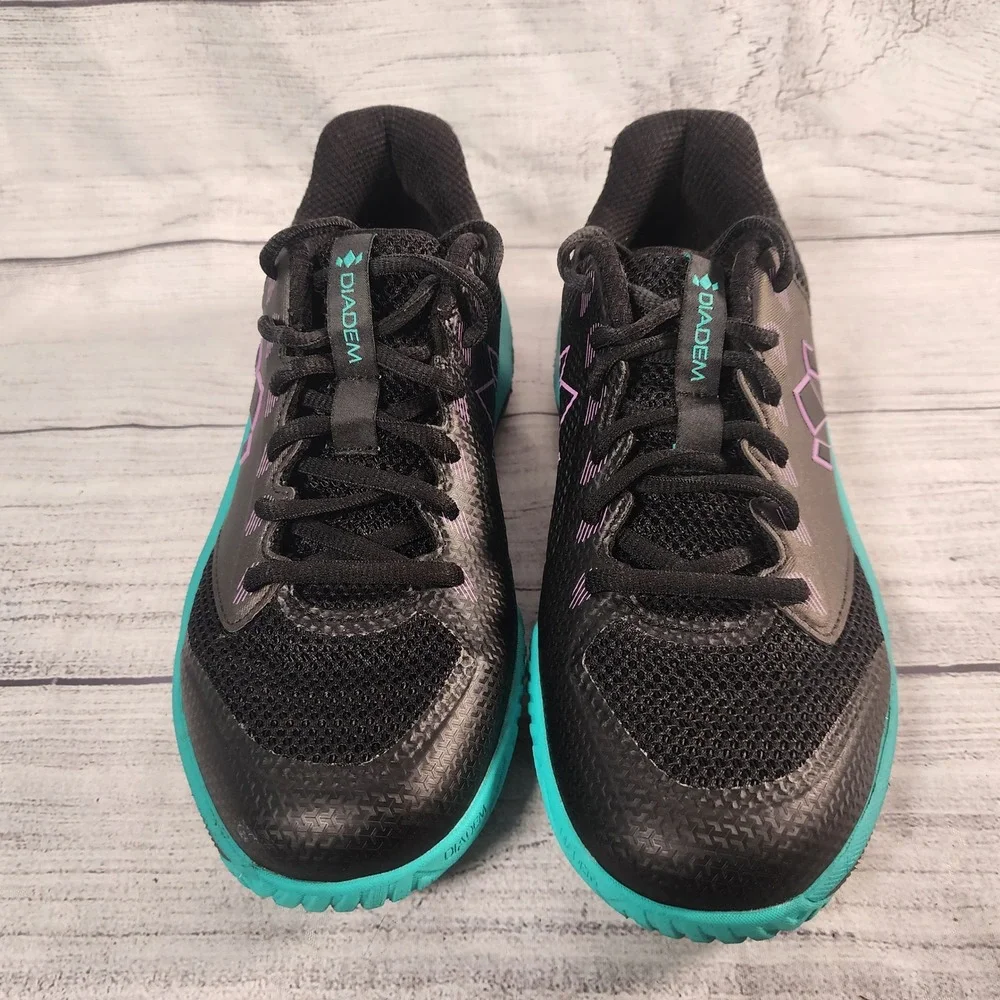 Diadem Court Shoes Womens 7.5 Black Teal Purple Tennis Pickleball CS20006 C01